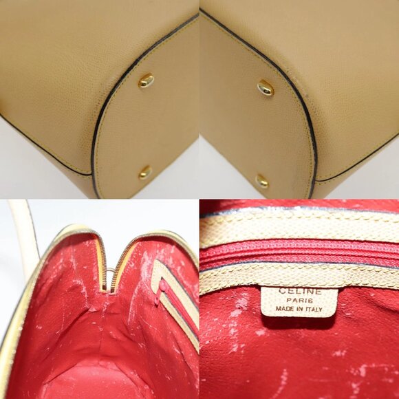 CELINE Hand Bag Leather Yellow Gold Auth 94782 - Picture 16 of 16